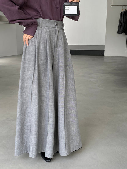 【cim1653】實拍秋日必備高腰壓褶大擺西裝褲251030