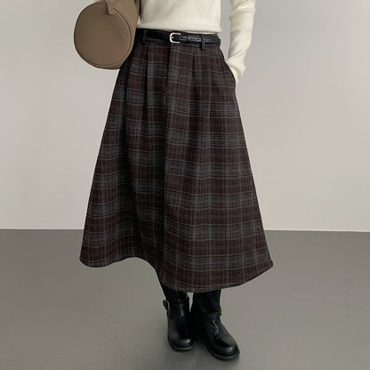 【LD11071】實拍氣質復古格紋毛呢a字裙251209