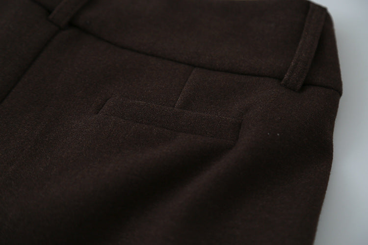 【LD3301】實拍韓系簡約高腰毛呢闊腿七分褲251103