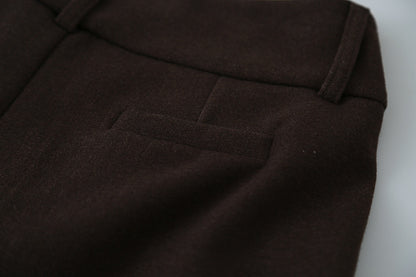 【LD3301】實拍韓系簡約高腰毛呢闊腿七分褲251103