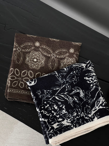 【cim865】實拍黑標100綿羊毛復古山茶花小方巾法式頭巾圍巾 251030