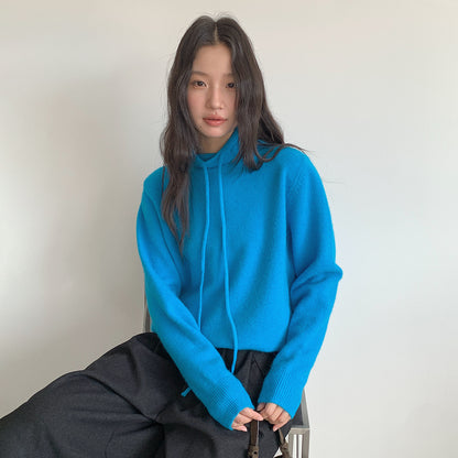 【LD3294】實拍慵懶復古立領羊駝絨針織衫251103