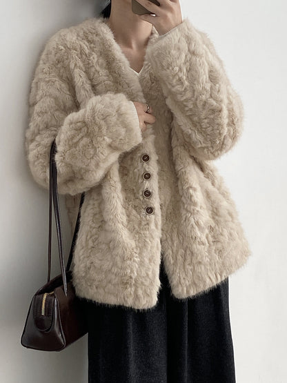 【YH707】實拍高質感毛茸茸仿皮毛保暖一体毛绒外套＋圍巾251113