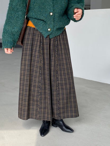 【cimz6381】實拍日系復古格紋內里加絨加厚A字裙251128