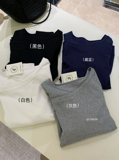 【L9215】實拍檸檬秋季美式斜肩寬鬆衞衣250915