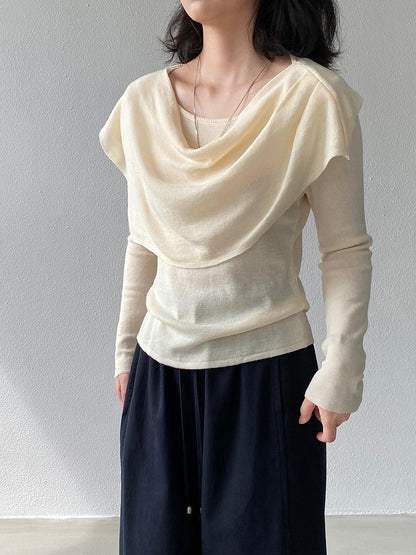 【cim396】實拍慵懶蕩領假2件披肩針織毛衣251030