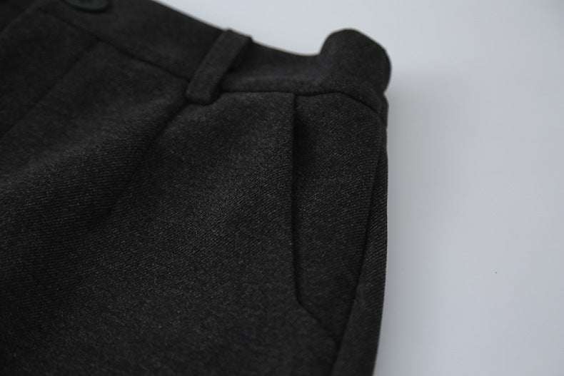 【LD11044】實拍厚款毛呢西裝短褲後鬆緊腰251202