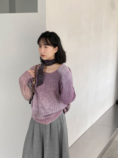 【cim0679】實拍韓國彩虹漸變長袖針織衫（羊毛11%)251114