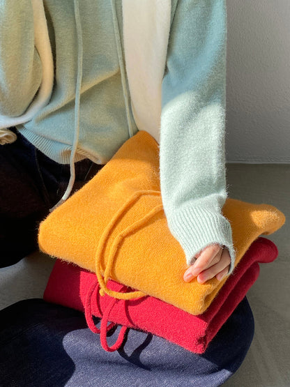 【cimz1374】實拍極簡淨色高領抽繩針織毛衣251120