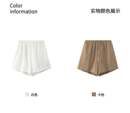 【H5257】實拍夏季韓系棉麻A字短褲250513