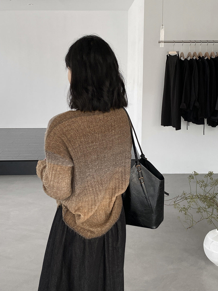 【cim0679】實拍韓國彩虹漸變長袖針織衫（羊毛11%)251114