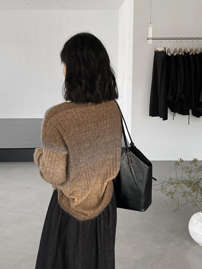 【cim0679】實拍韓國彩虹漸變長袖針織衫（羊毛11%)251114