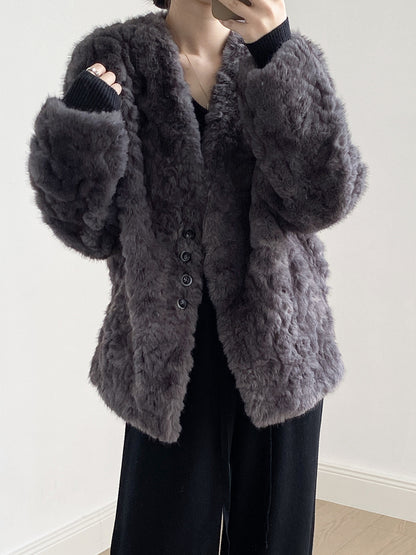 【YH707】實拍高質感毛茸茸仿皮毛保暖一体毛绒外套＋圍巾251113