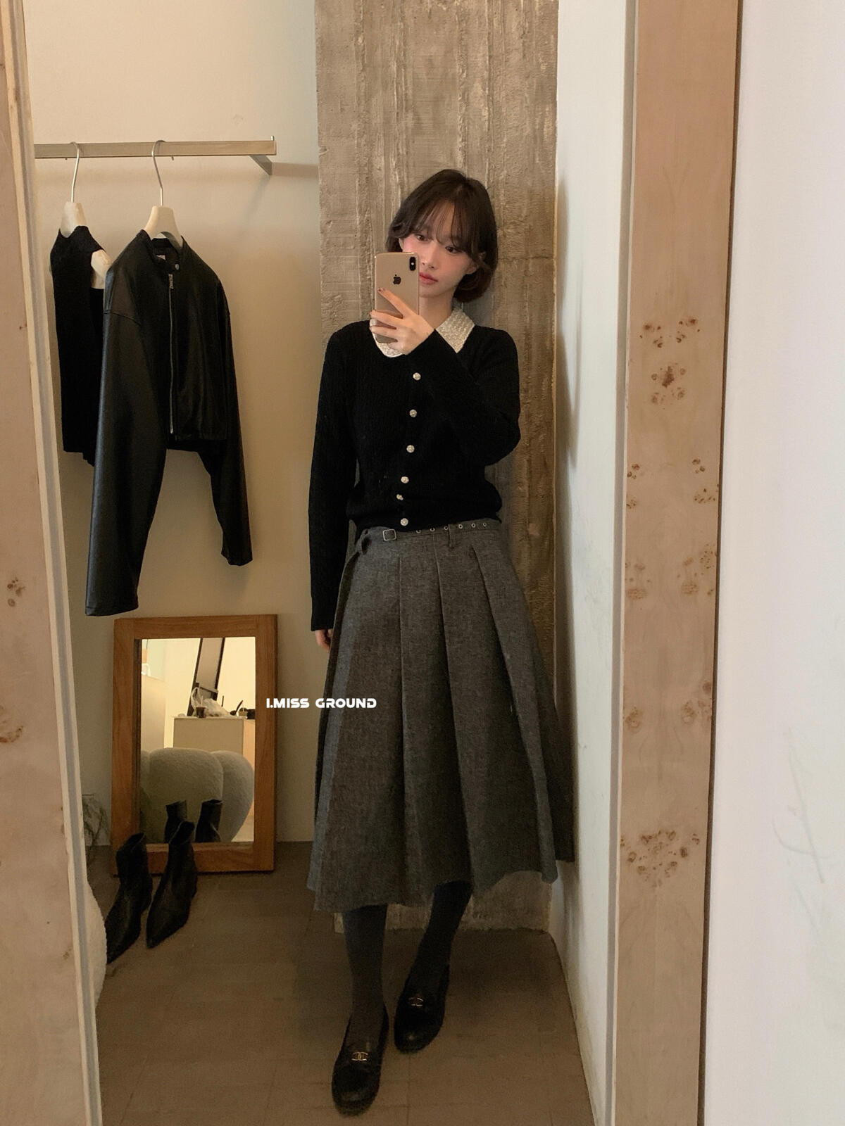 【LH01277】實拍IMISS秋冬法式絕美重工麻花珍珠領針織開襟外套（羊毛33%)251215