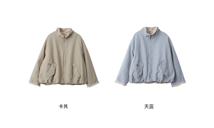 【LD11031】實拍冬天高級感加厚立領羊羔毛保暖夾克外套251124