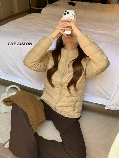 【L1189】實拍M~XL檸檬秋冬輕薄好收納立領保暖白鴨絨外套251117