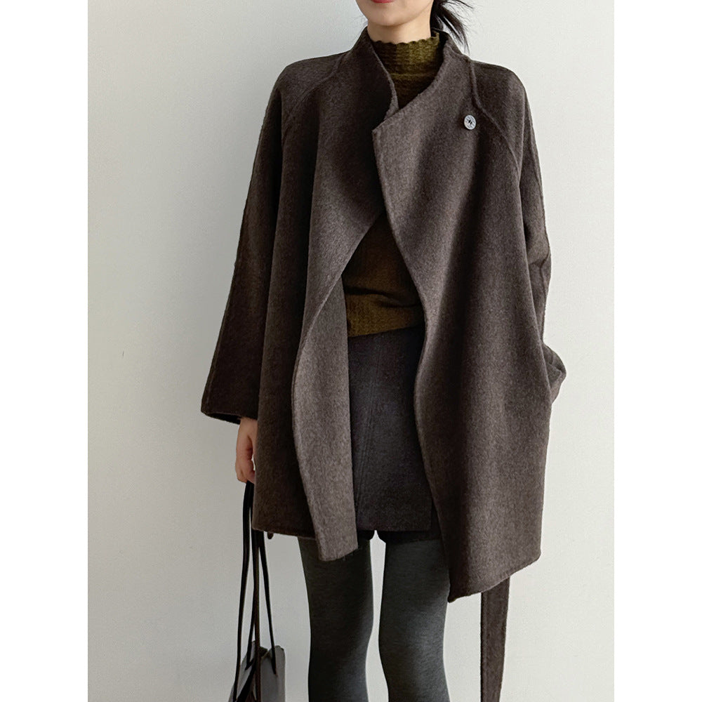【Y8511】實拍高級感立領羊毛呢大衣外套（棉羊毛52%)251106
