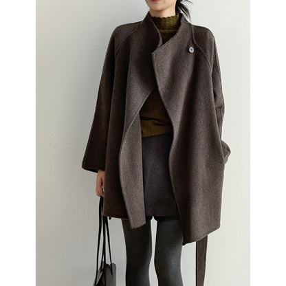 【Y8511】實拍高級感立領羊毛呢大衣外套（棉羊毛52%)251106