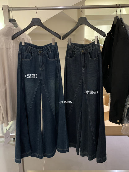 【L2633】實拍檸檬秋季慵懶寬鬆顯瘦高腰闊腿牛仔褲250930
