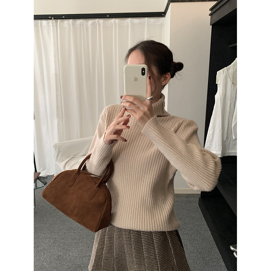 【H5484】實拍秋冬加厚慵懶高領針織毛衣251109