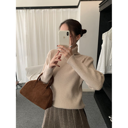 【H5484】實拍秋冬加厚慵懶高領針織毛衣251109