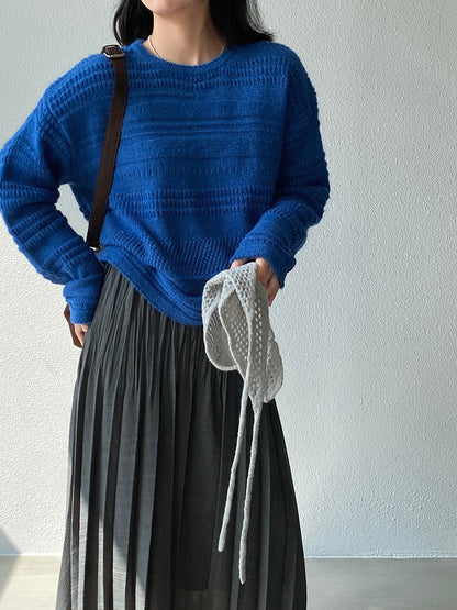 【cim1293】實拍氣質鏤空提花寬鬆慵懶針織衫(15羊毛)251030