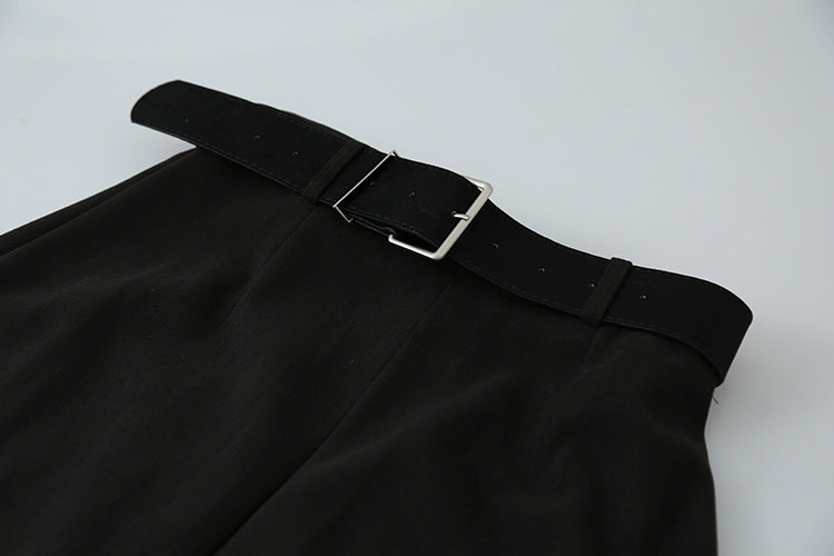 【LD3300】實拍S~XL韓版高腰顯瘦毛呢A字裙＋腰帶251103