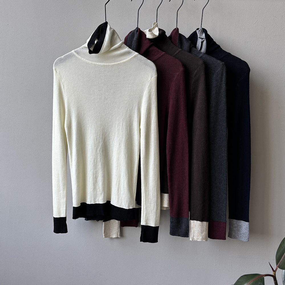 【Y352】實拍撞色高領針織衫（含羊毛10%)
251106