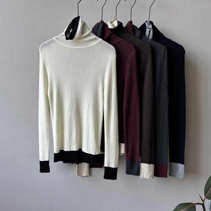 【Y352】實拍撞色高領針織衫（含羊毛10%)
251106