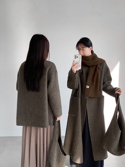 【cim2517】實拍蘇黎世冬日立領雙面呢毛呢外套大衣(100羊毛)251030