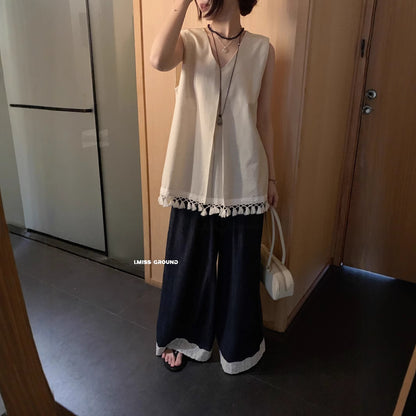 【LZ70681】實拍imiss夏季度假流蘇寬鬆顯瘦背心250602