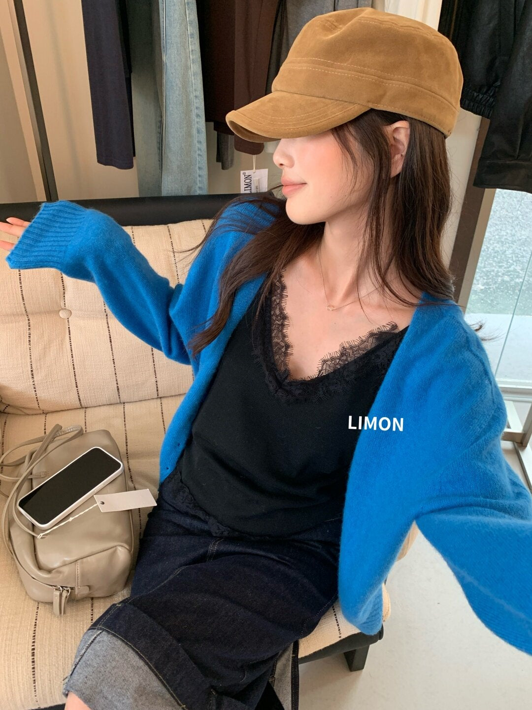 【LNM8600】檸檬家羊毛100%鬆軟慵懶・V領短版針織外套260909
