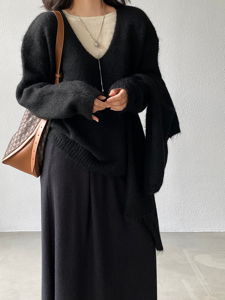 【cim8802】實拍纯色溫柔針織毛衣+針織披肩(羊毛8）251114