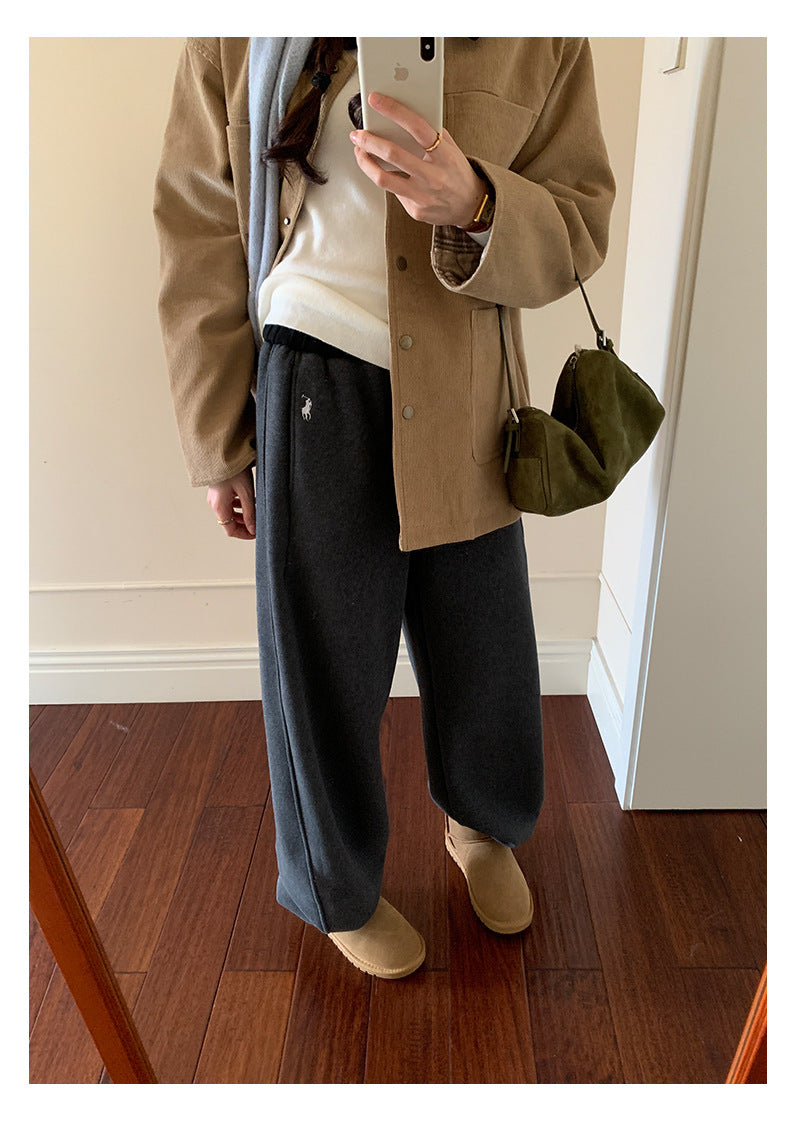 【H5508】實拍M~XL懶懶加厚奧粒絨舒適休閒彎刀褲型251118