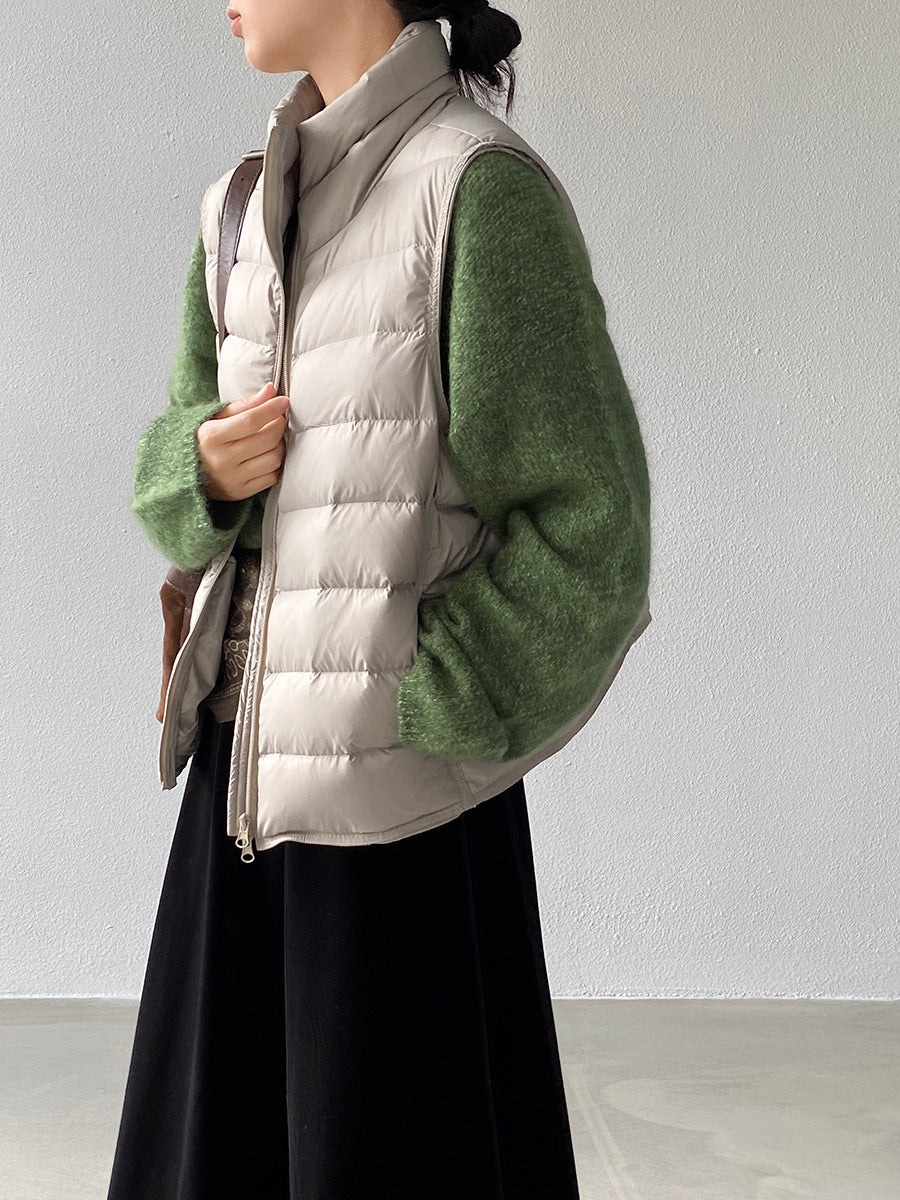 【cimz6377】實拍立領排骨雙頭拉鏈羽絨背心(90白鴨絨)251120