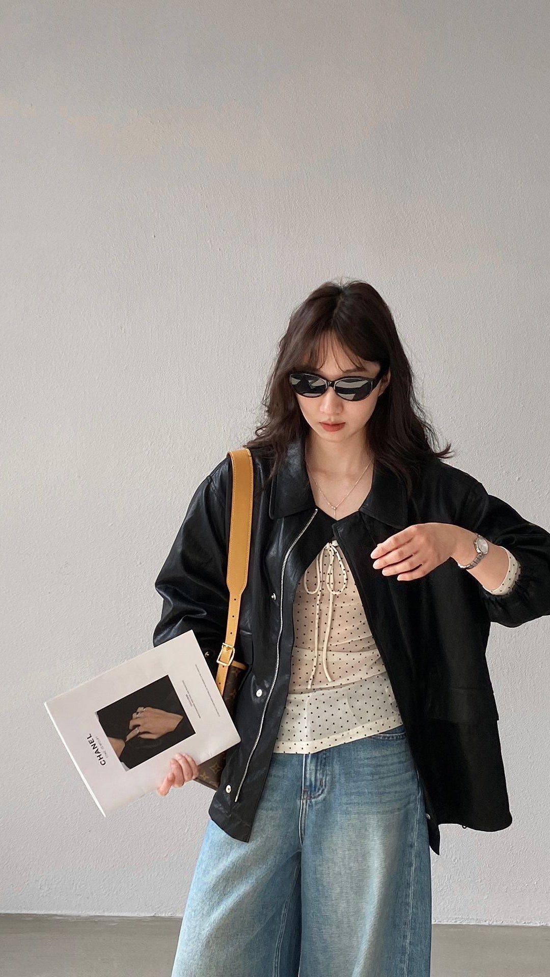 韓系復古時髦高質感蛋白皮設計感休閒短版PU皮衣外套