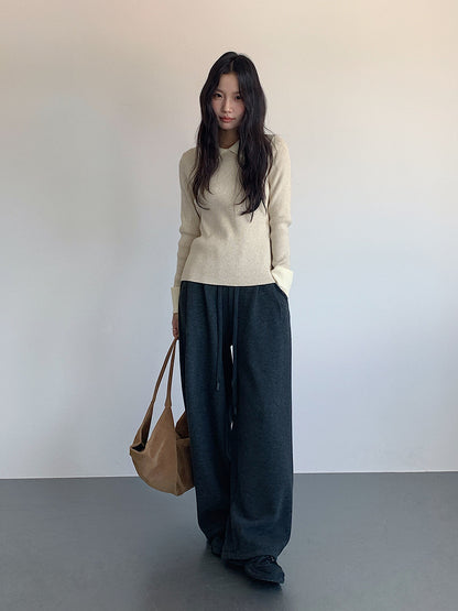 【LD11033】實拍冬季復古極簡寬鬆慵懶垂感彎刀褲251124