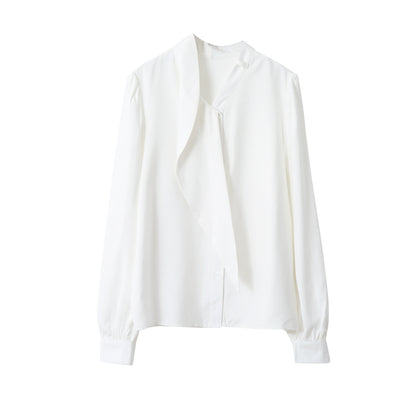 【LD3194】實拍秋冬個性立領飄帶襯衫251110