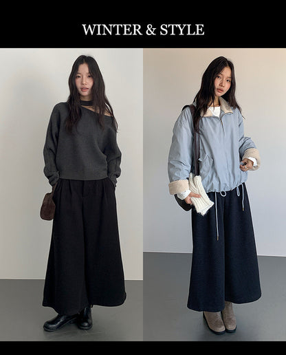 【LD11035】實拍S~L韓版寬鬆高腰毛呢加絨加厚九分褲251124