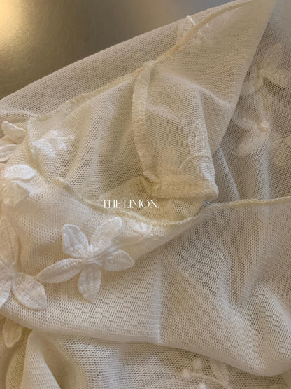 【LTM1800】檸檬早秋韓系高質感立體花朵刺繡網紗圓領長袖上衣260728