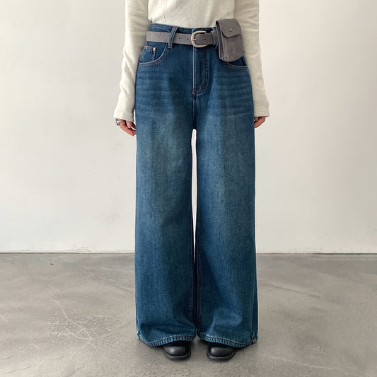 【LD11049】實拍S~XL美式加絨加厚高腰牛仔褲＋皮帶腰包251202