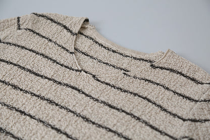 【LD11022】實拍肌理感寬鬆條紋針織衫251110