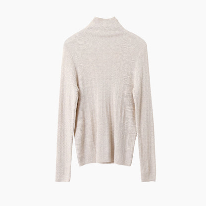 【LD11061】實拍紗網肌理超彈高領修身打底T恤251209