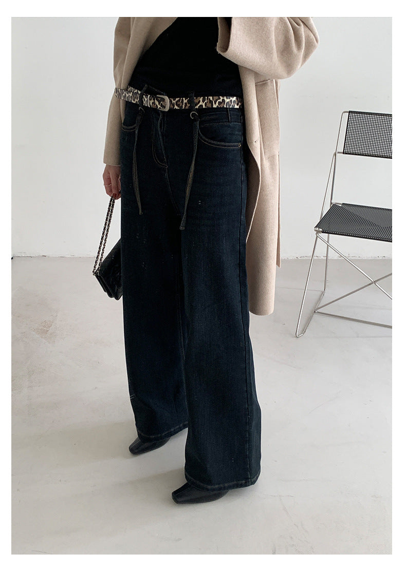 【H5477】實拍S~XL復古加厚高腰直筒牛仔褲251109