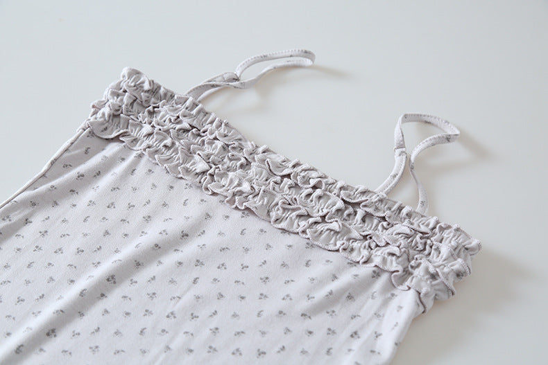 【LD11172】實拍仙女系紫藤花園💜淺紫長袖小外套+碎花細肩帶 套裝260317