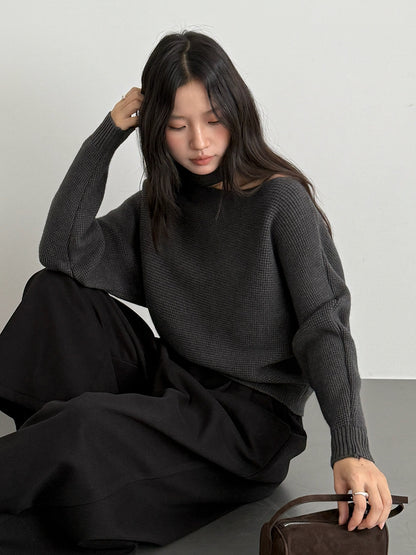 【LD11029】實拍韓系掛脖鏤空露肩針織毛衣251124