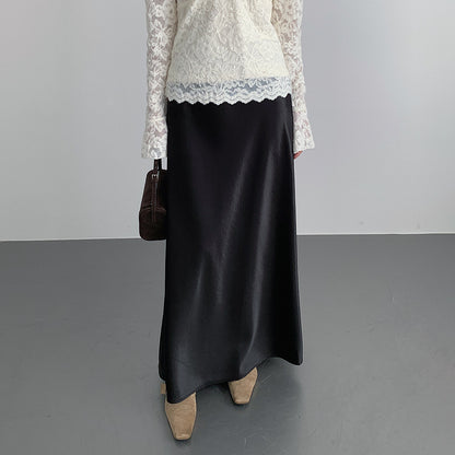 【LD3288】實拍秋冬高腰垂感抓絨厚款緞面魚尾裙251103