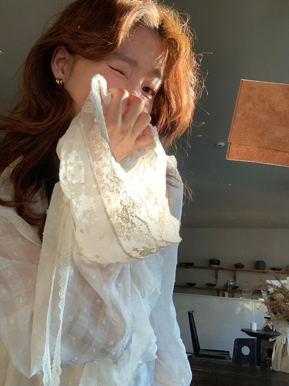 【L10159】實拍檸檬家法式浪漫少女感🎀氣質荷葉邊V領收腰顯瘦薄上衣260330