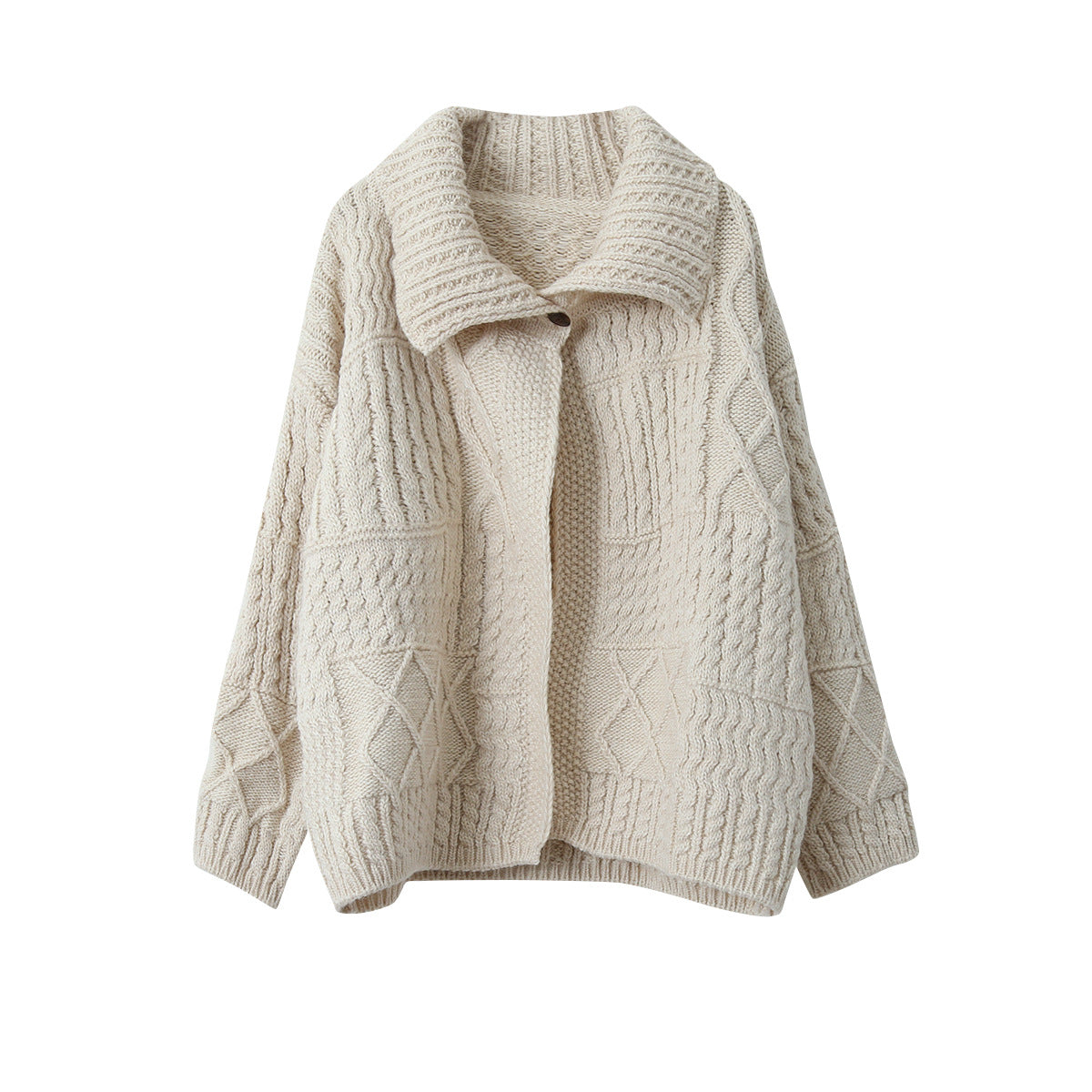 【LD3297】實拍復古立體厚實絞花大翻領毛衣外套251103