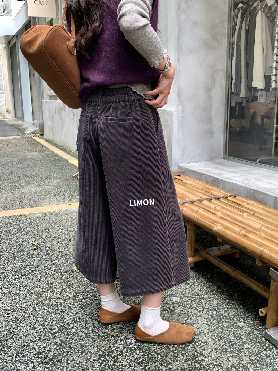 【L11197】檸檬家復古質感・燈芯絨鬆緊腰休閒寬褲260916